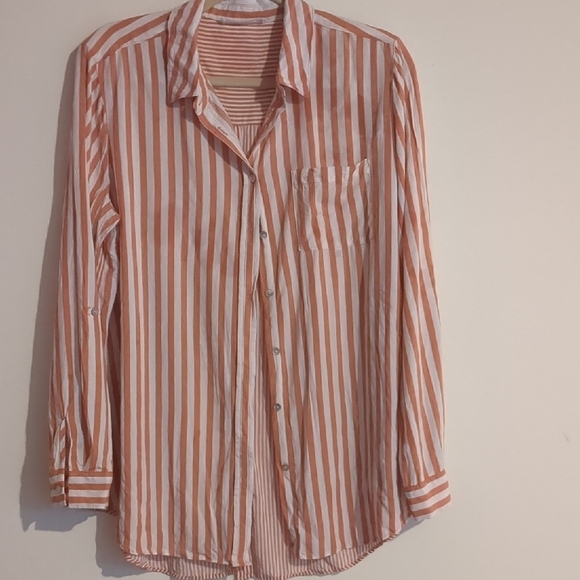 jane+belancet Other - Orange and White Striped Button-Up Shirt